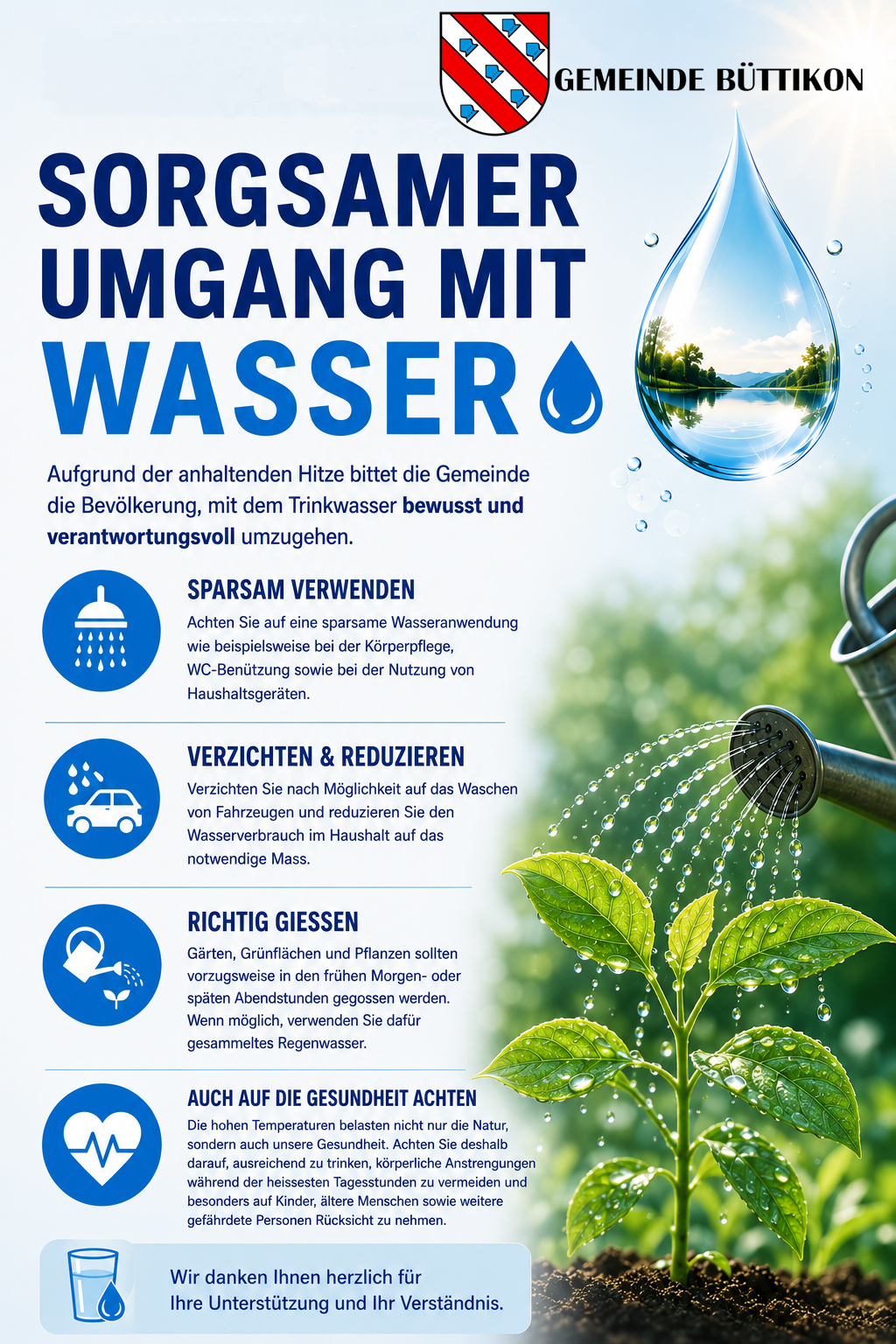 Hinweis Wasser